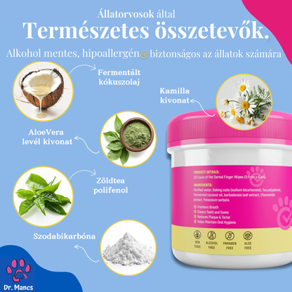 PetWipe Natural - Természetes fogtisztító ujjkendő fogakhoz 50 db